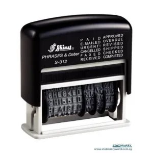 Shiny Self Inking Date and Phrase Stamp S-312