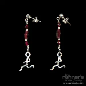 Silver "Hermes" Runner w/ Garnet Post Earrings