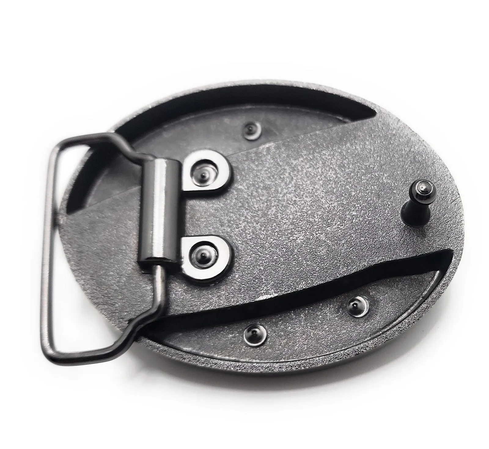 Silver Skull Folding Knife Belt Buckle