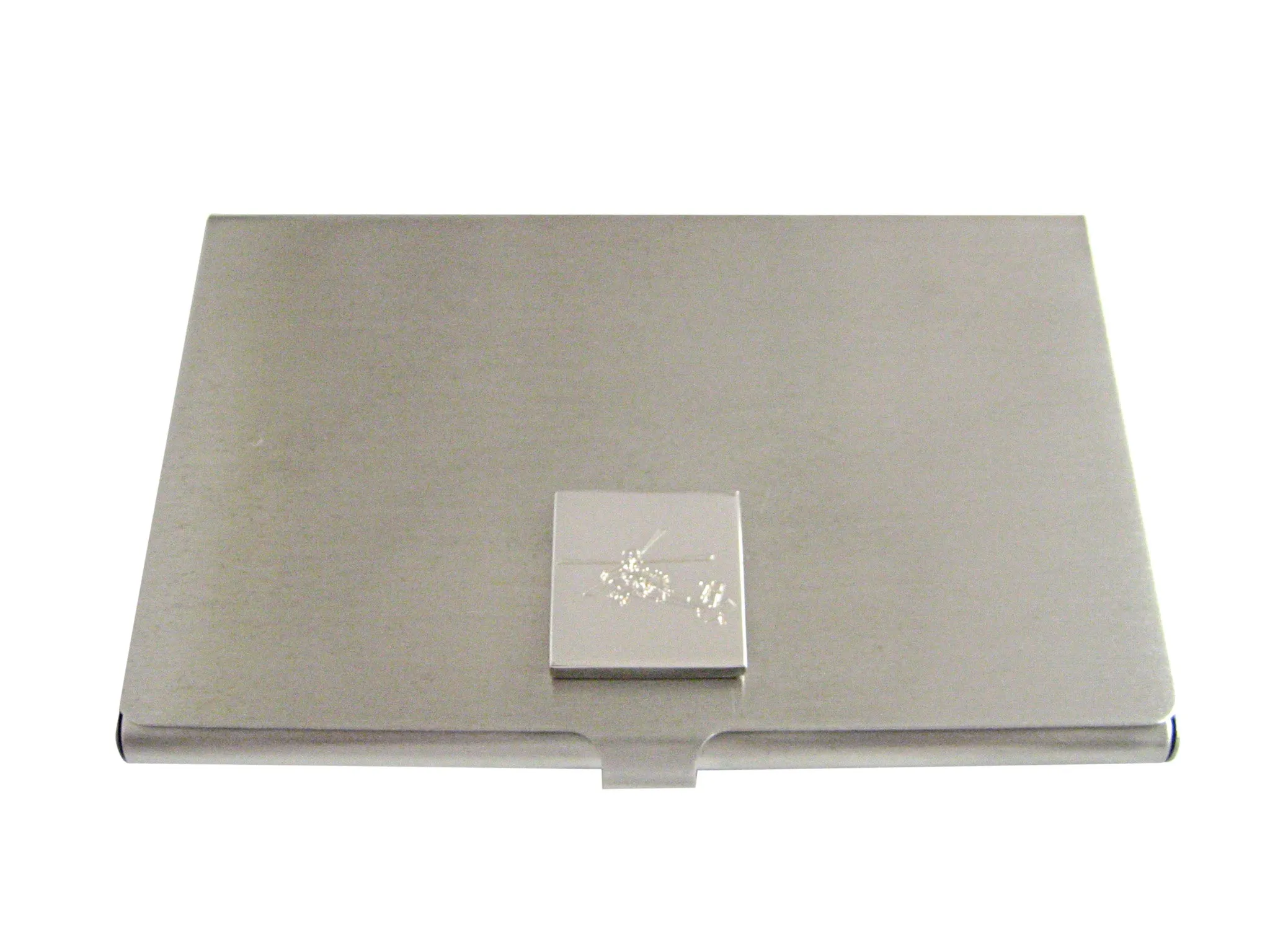 Silver Toned Etched Helicopter Business Card Holder