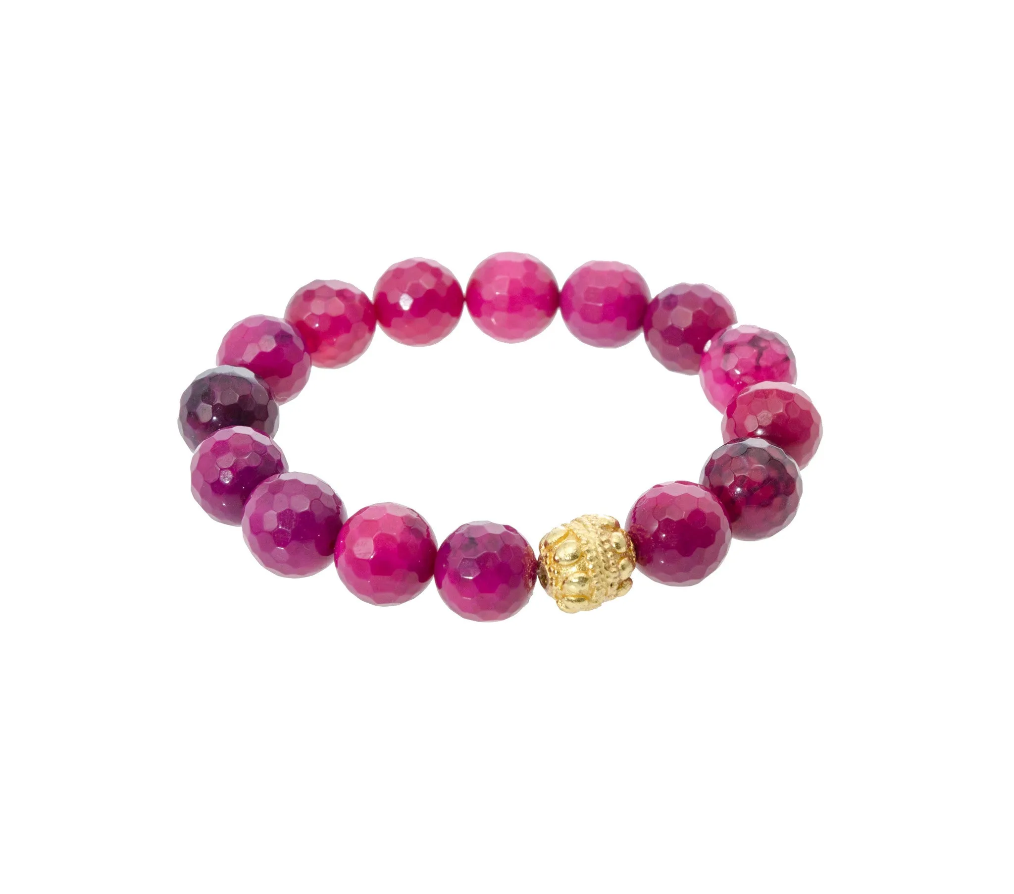Sisco   Berluti Beaded Bracelet - Faceted Round Beads with Gold Filigree Accent