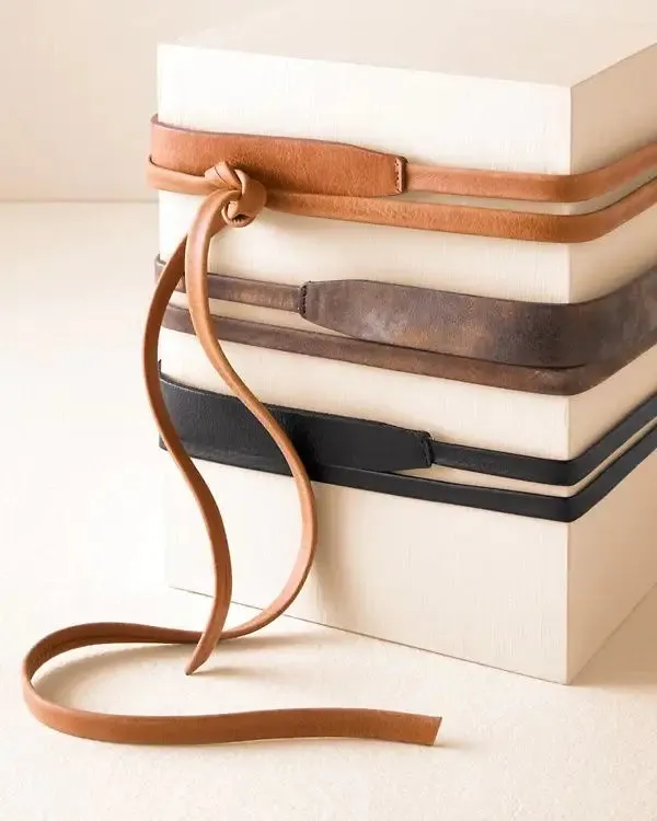 Skinny Wrap Belt Taupe