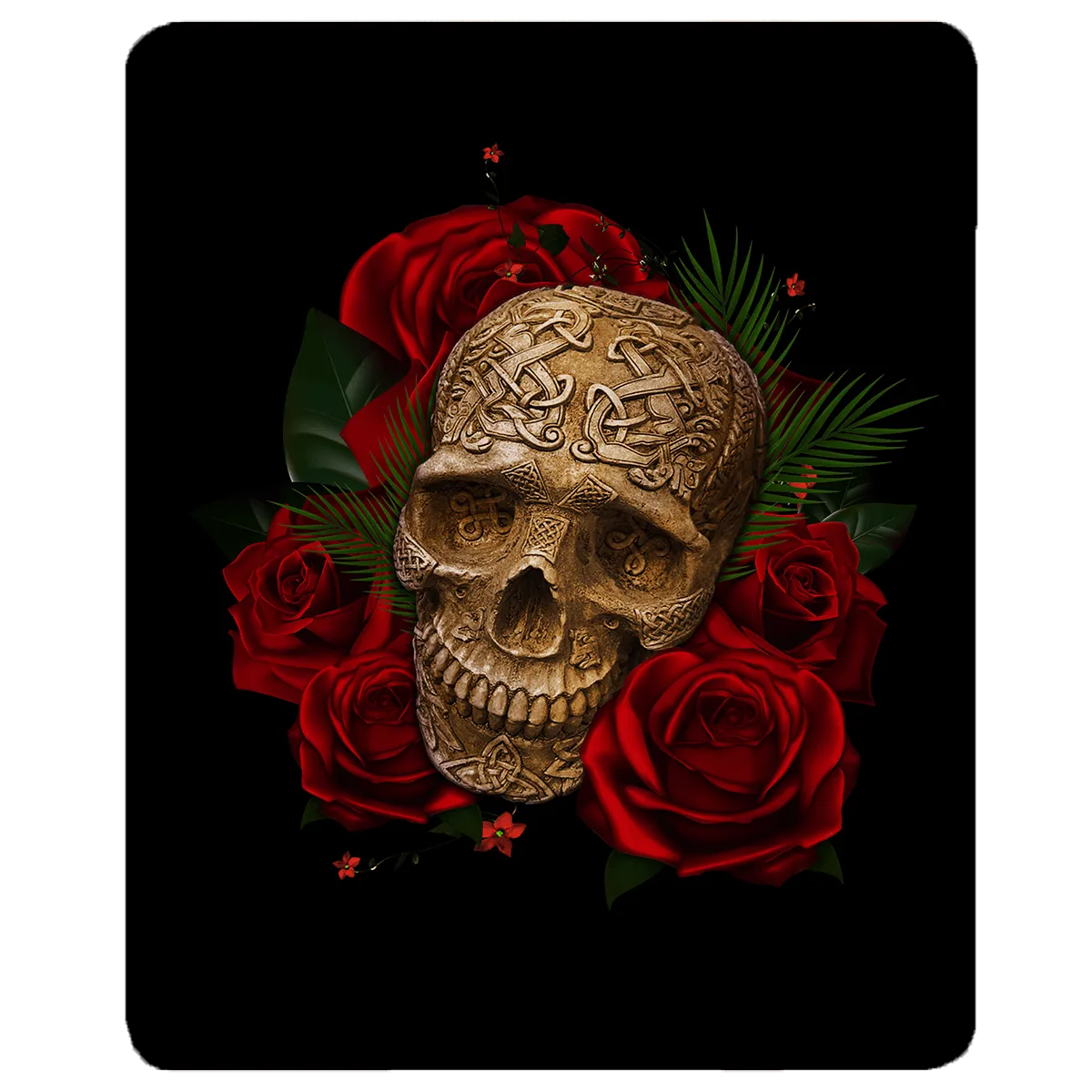 Skull and Roses Sherpa Fleece Blanket
