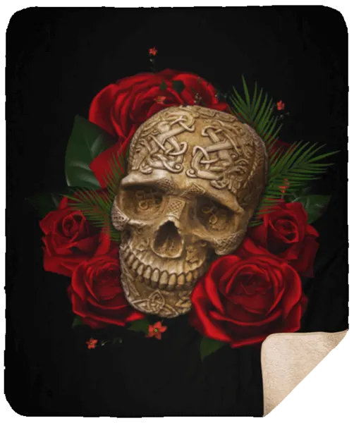 Skull and Roses Sherpa Fleece Blanket