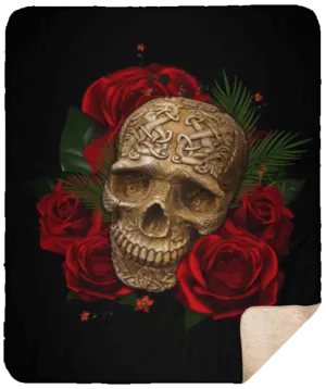 Skull and Roses Sherpa Fleece Blanket