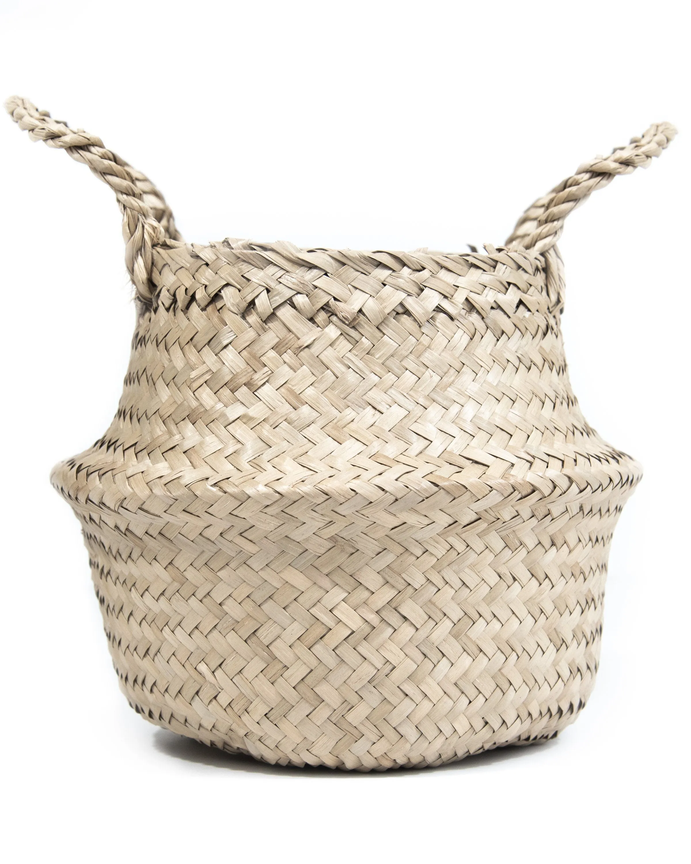 Small Handwoven Seagrass Tabletop Belly Basket
