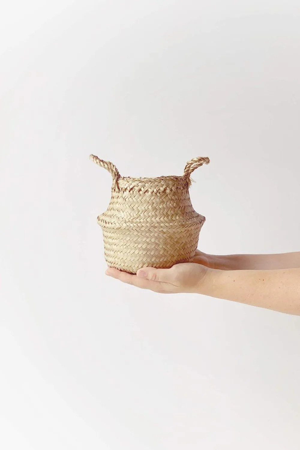 Small Handwoven Seagrass Tabletop Belly Basket