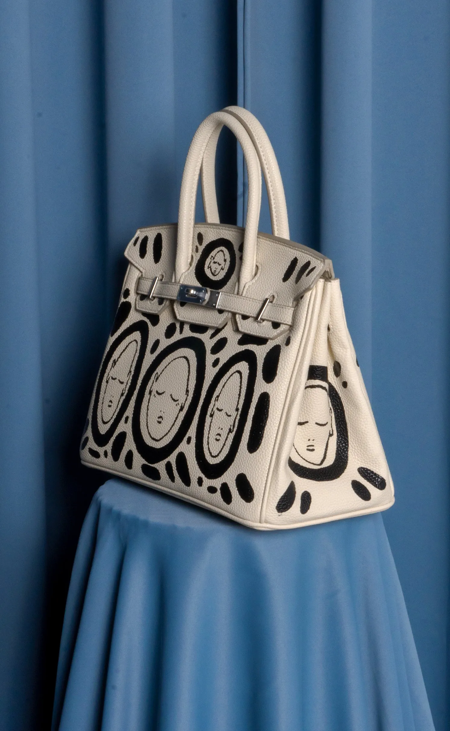 Small Painted Leather Tote, 8x4x6