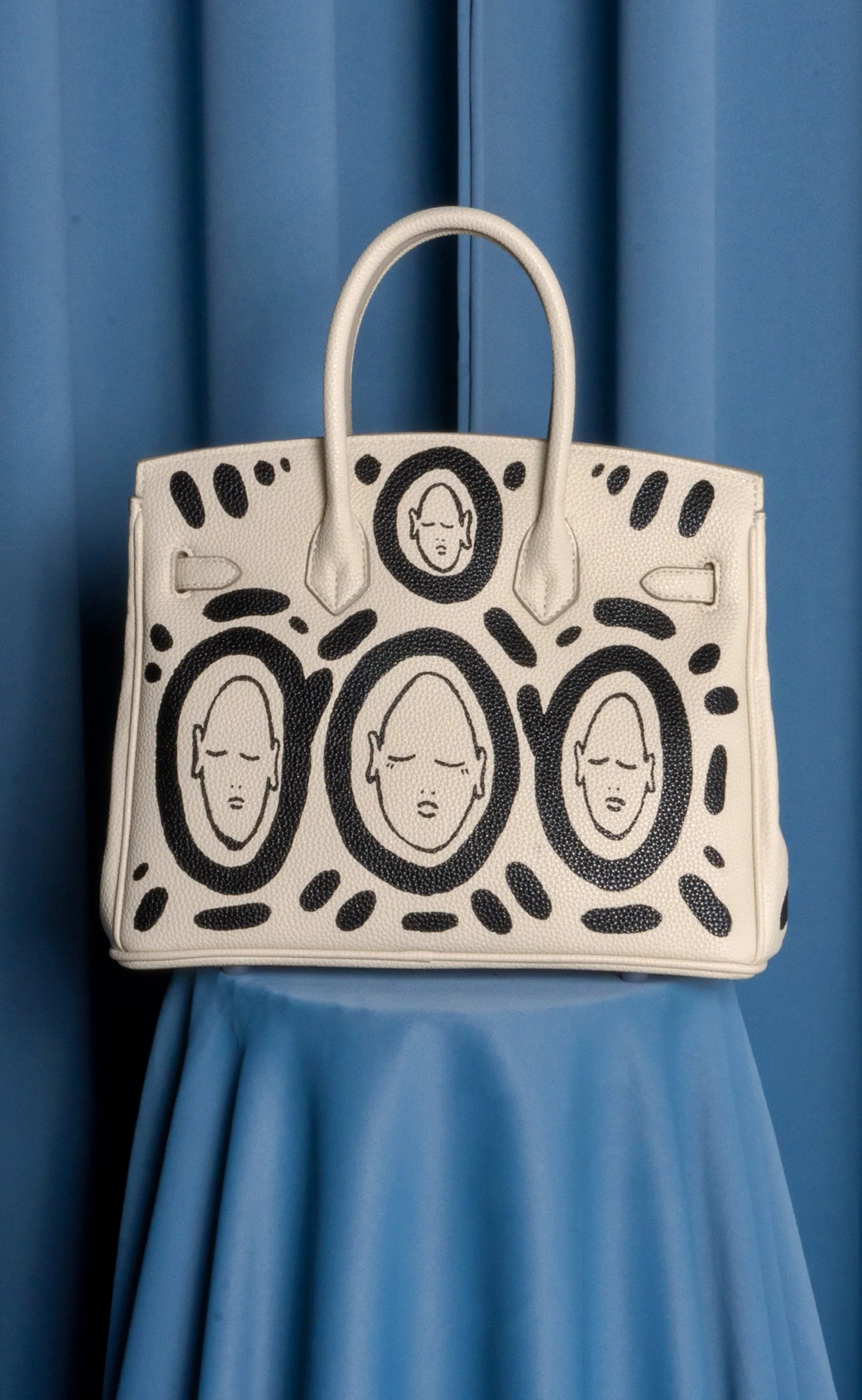 Small Painted Leather Tote, 8x4x6
