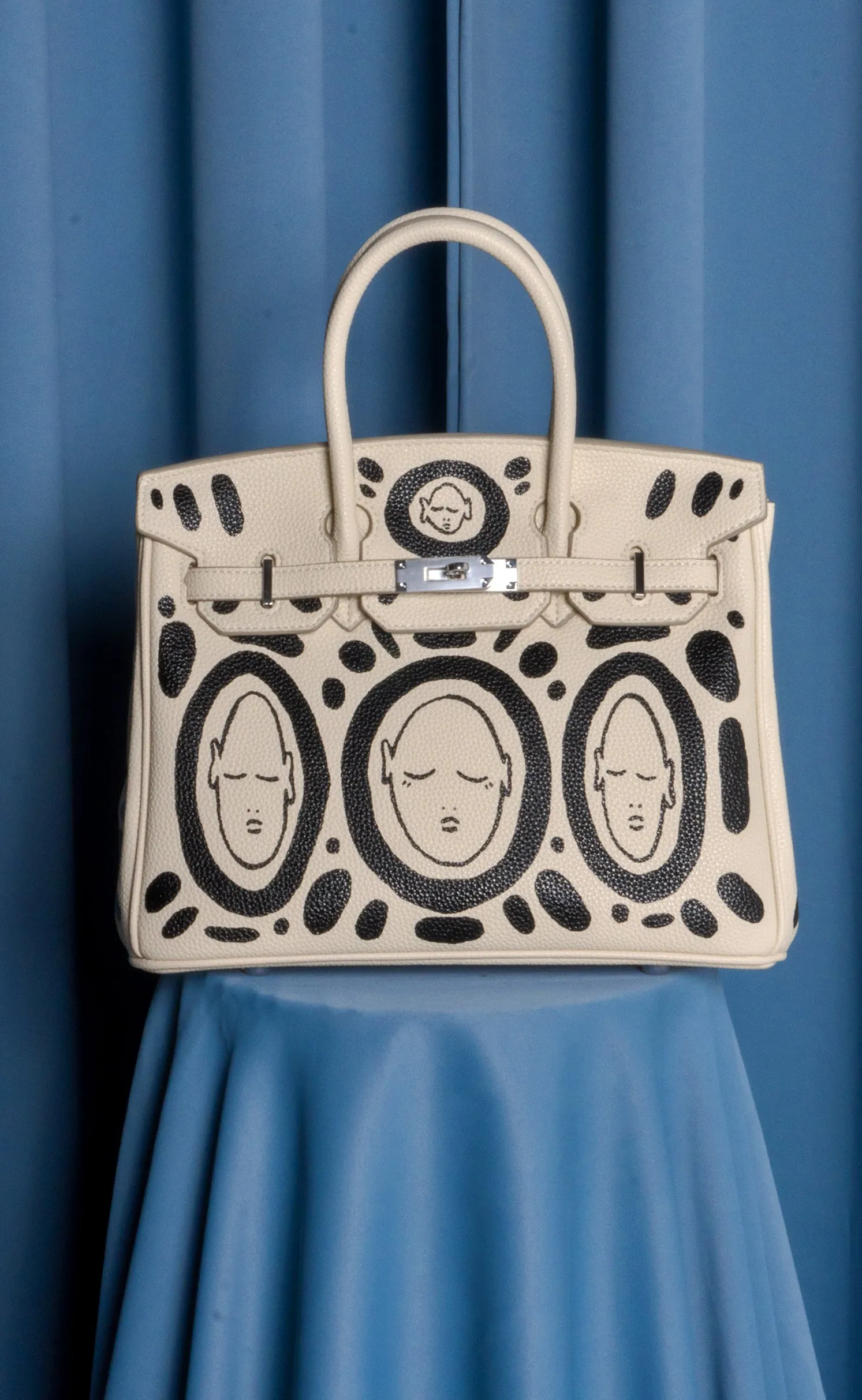 Small Painted Leather Tote, 8x4x6