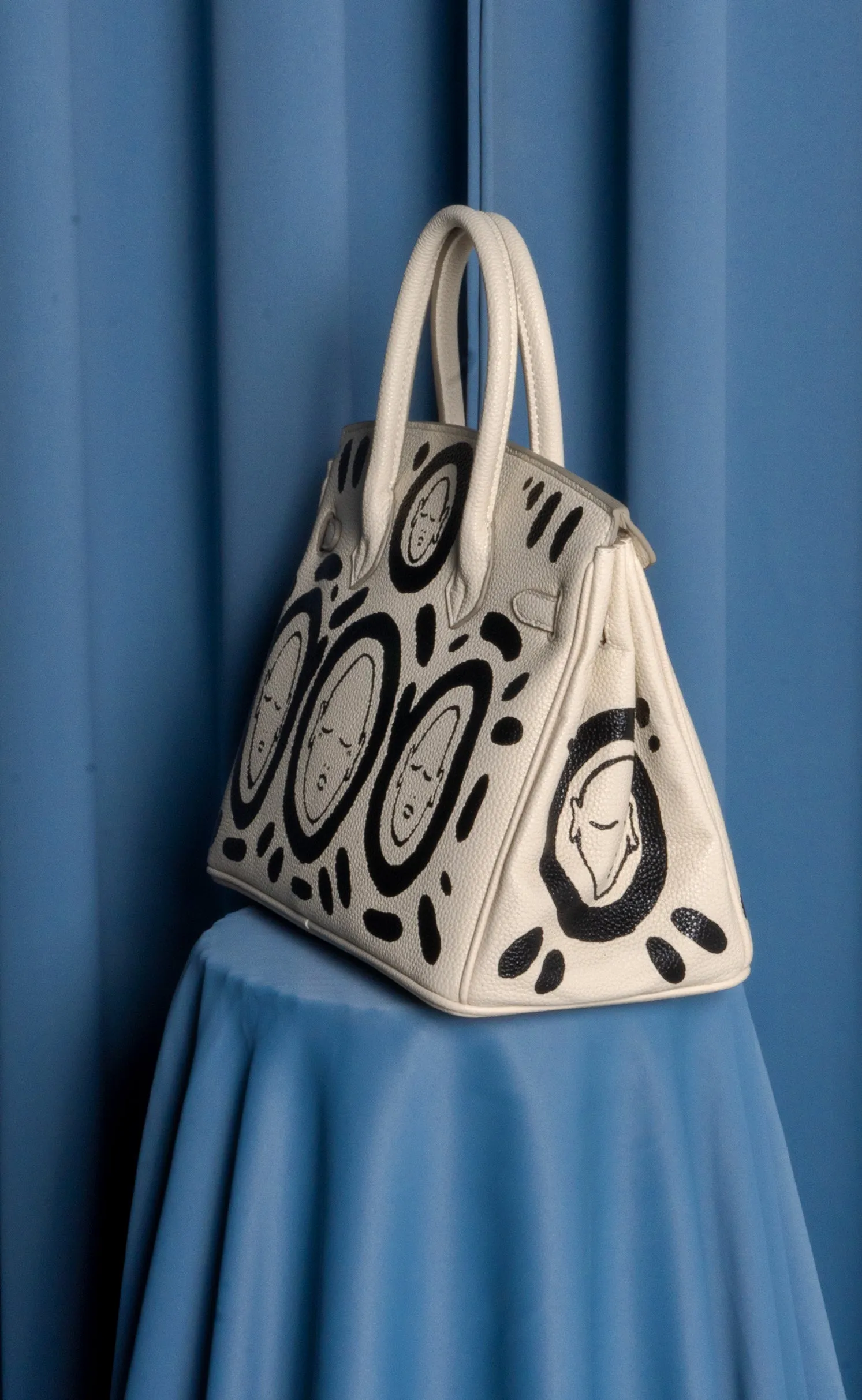 Small Painted Leather Tote, 8x4x6