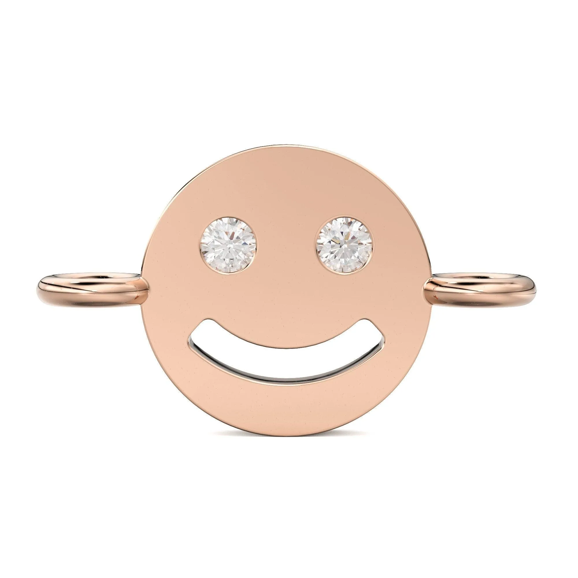 Smiling Face Solid Gold Connector / 14k 18k Solid Gold Connector / Diamond Connector / Smiling Face Connector / Sale