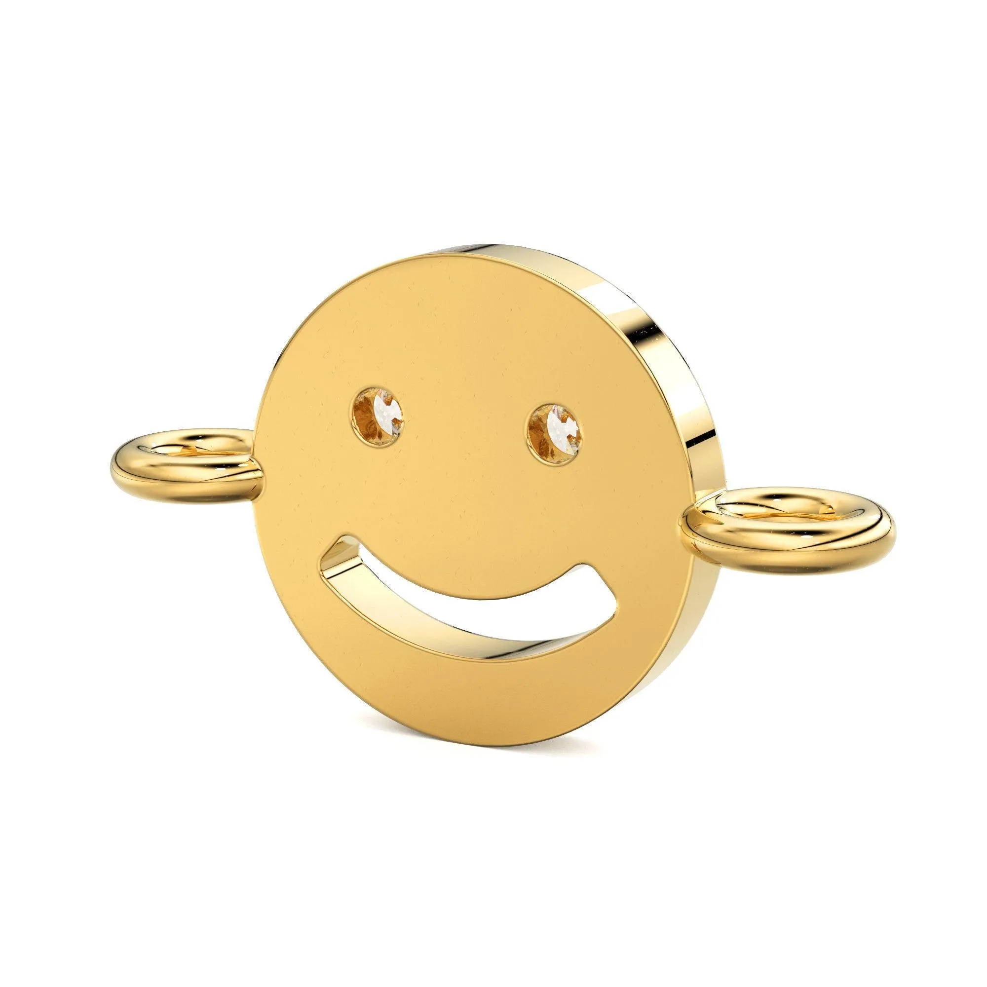 Smiling Face Solid Gold Connector / 14k 18k Solid Gold Connector / Diamond Connector / Smiling Face Connector / Sale