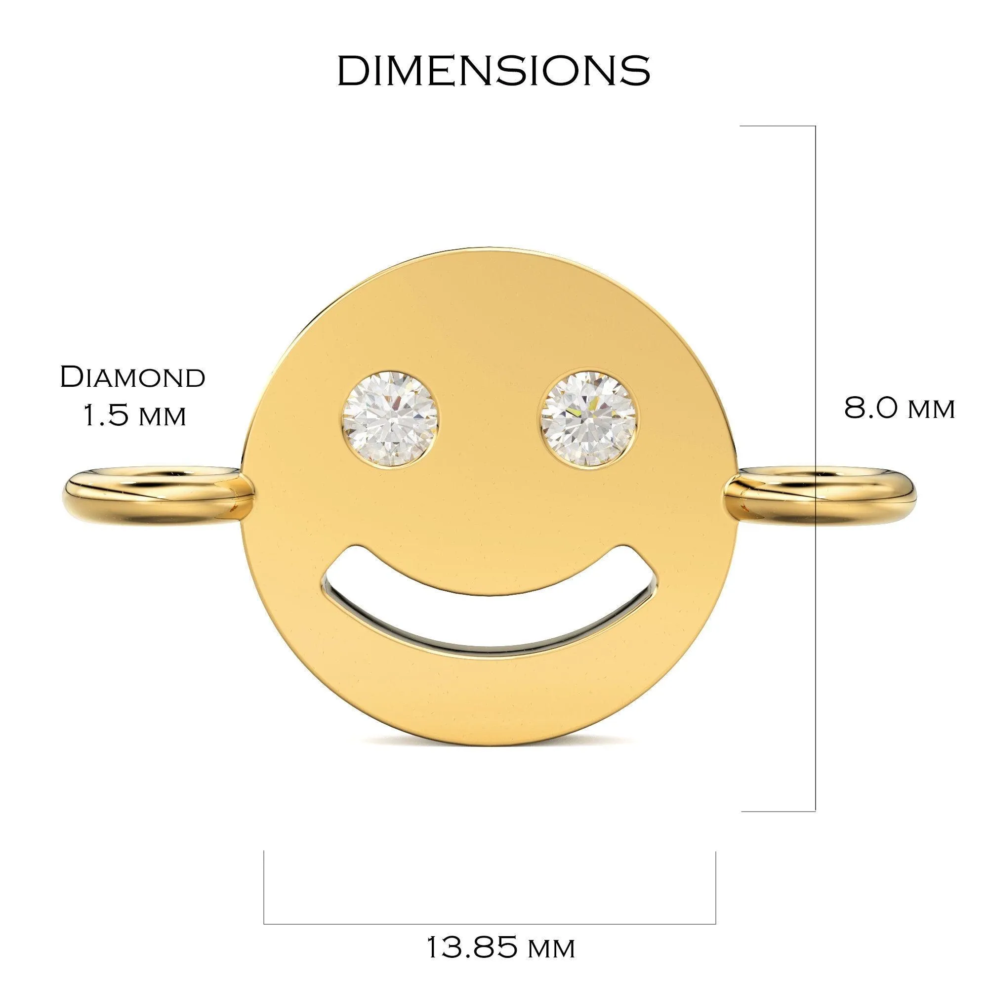 Smiling Face Solid Gold Connector / 14k 18k Solid Gold Connector / Diamond Connector / Smiling Face Connector / Sale