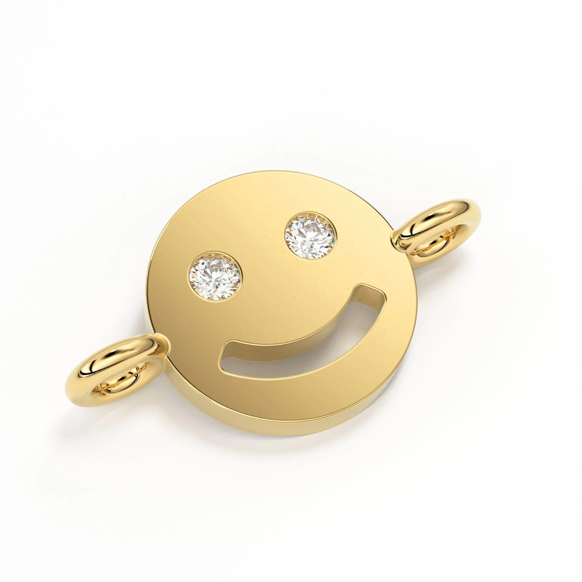 Smiling Face Solid Gold Connector / 14k 18k Solid Gold Connector / Diamond Connector / Smiling Face Connector / Sale