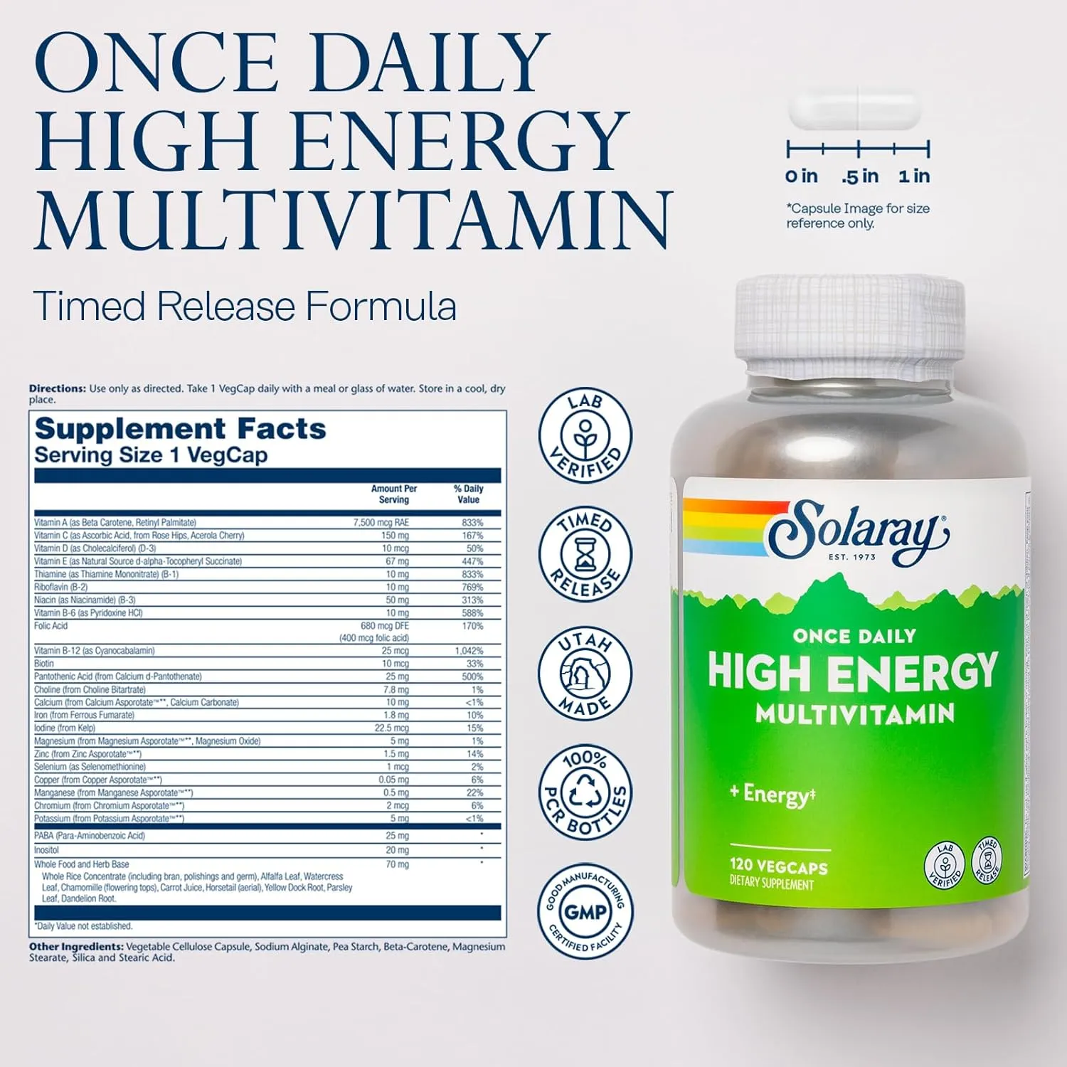 Solaray Once Daily High Energy Multivitamin Timed Release