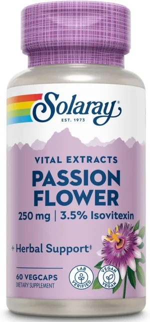 Solaray Passion Flower Extract Supplement, 250 mg | 60 Count