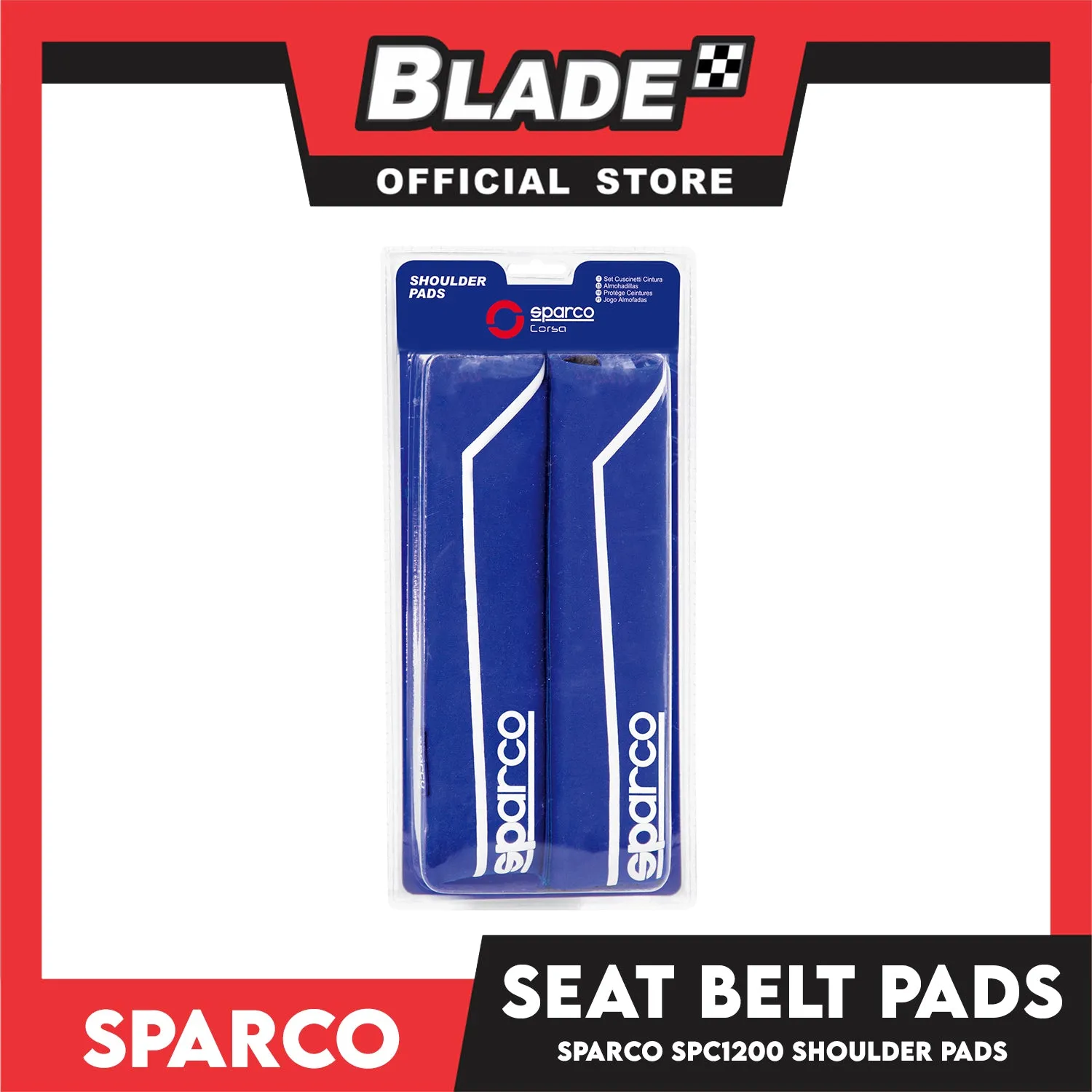 Sparco Seat Belt Pads, Shoulder Pads Set of 2pcs SPC1200 (Blue)