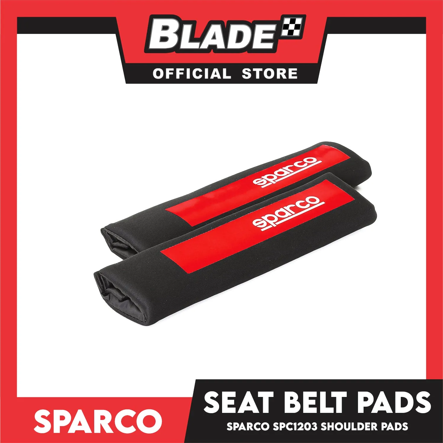 Sparco Seat Belt Pads, Shoulder Pads Set of 2pcs SPC1203 (Black/Red)