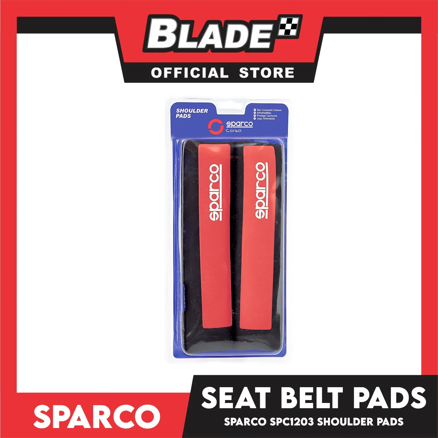 Sparco Seat Belt Pads, Shoulder Pads Set of 2pcs SPC1203 (Black/Red)