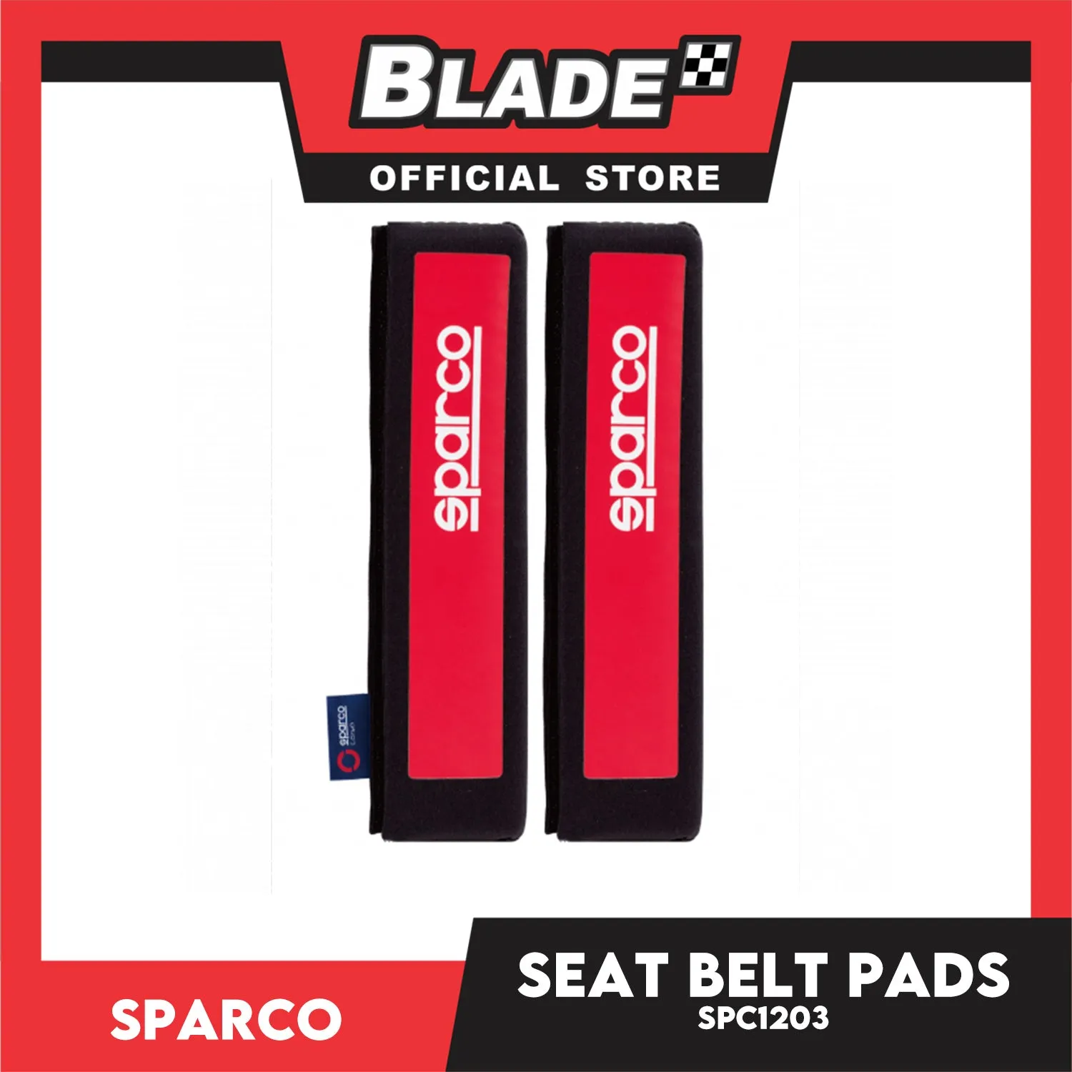 Sparco Seat Belt Pads, Shoulder Pads Set of 2pcs SPC1203 (Black/Red)