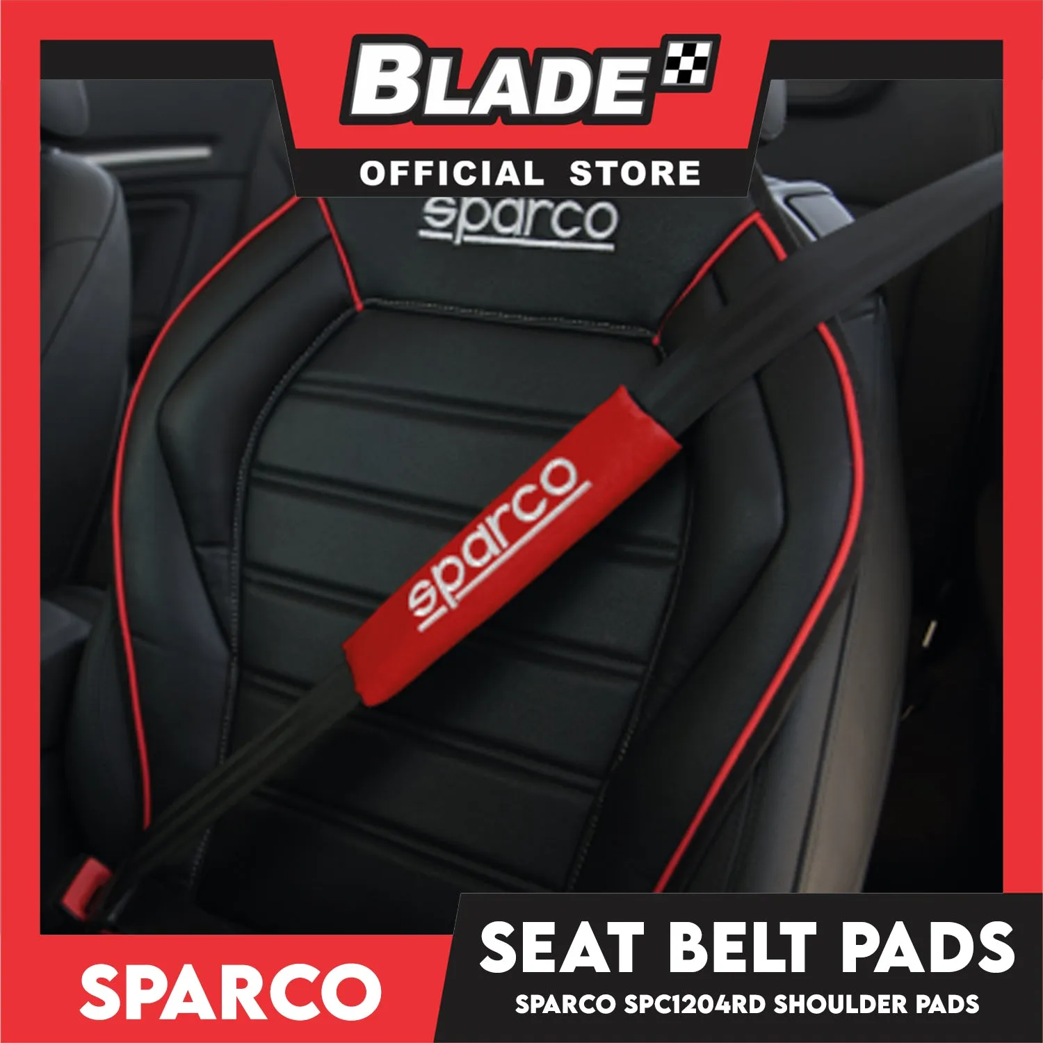 Sparco Seat Belt Pads, Shoulder Pads Set of 2pcs SPC1204RD (Red)
