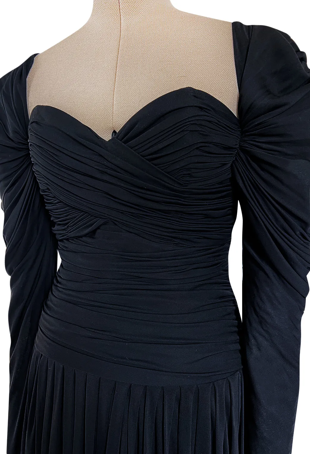Spectacular 1970s Lanvin by Jules-Francois Crahay Off or On the Shoulder Draped Jersey Dress