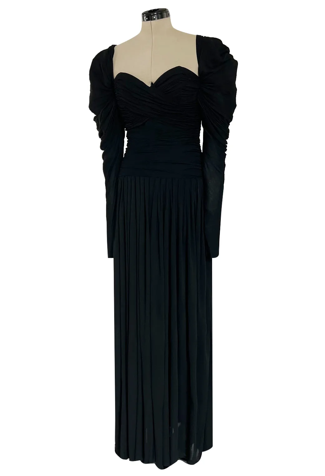 Spectacular 1970s Lanvin by Jules-Francois Crahay Off or On the Shoulder Draped Jersey Dress