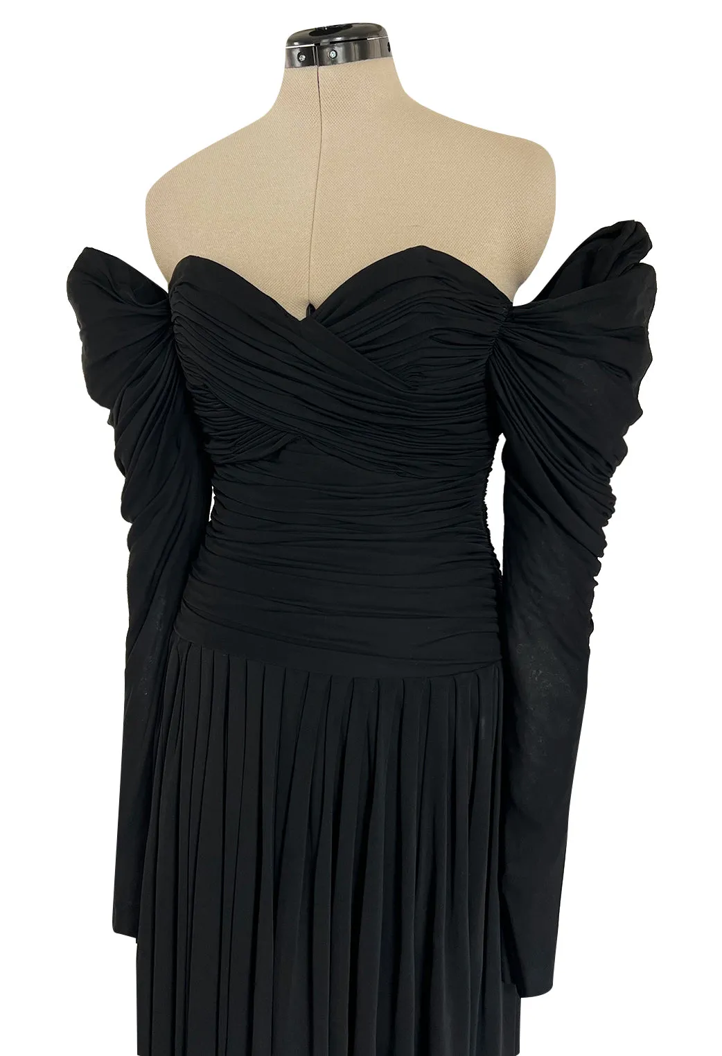 Spectacular 1970s Lanvin by Jules-Francois Crahay Off or On the Shoulder Draped Jersey Dress