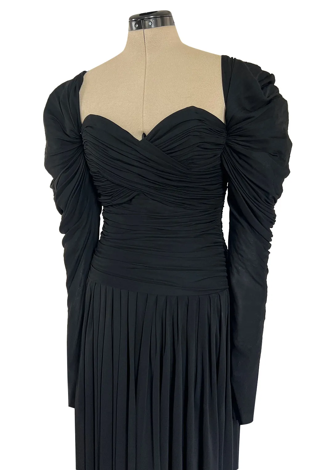 Spectacular 1970s Lanvin by Jules-Francois Crahay Off or On the Shoulder Draped Jersey Dress