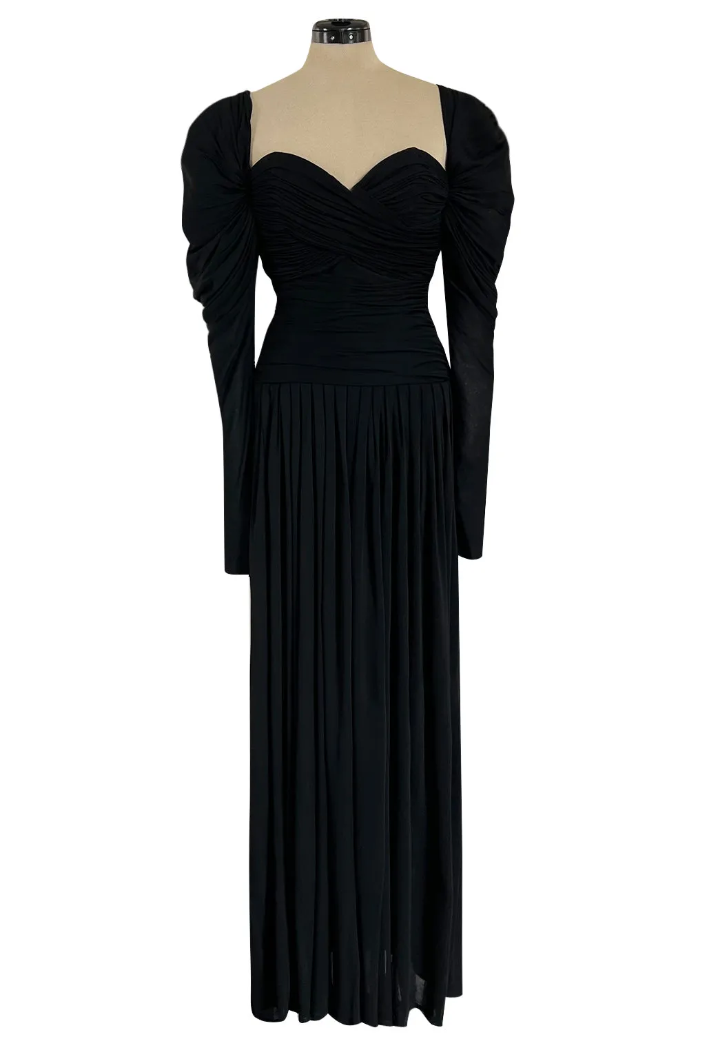 Spectacular 1970s Lanvin by Jules-Francois Crahay Off or On the Shoulder Draped Jersey Dress