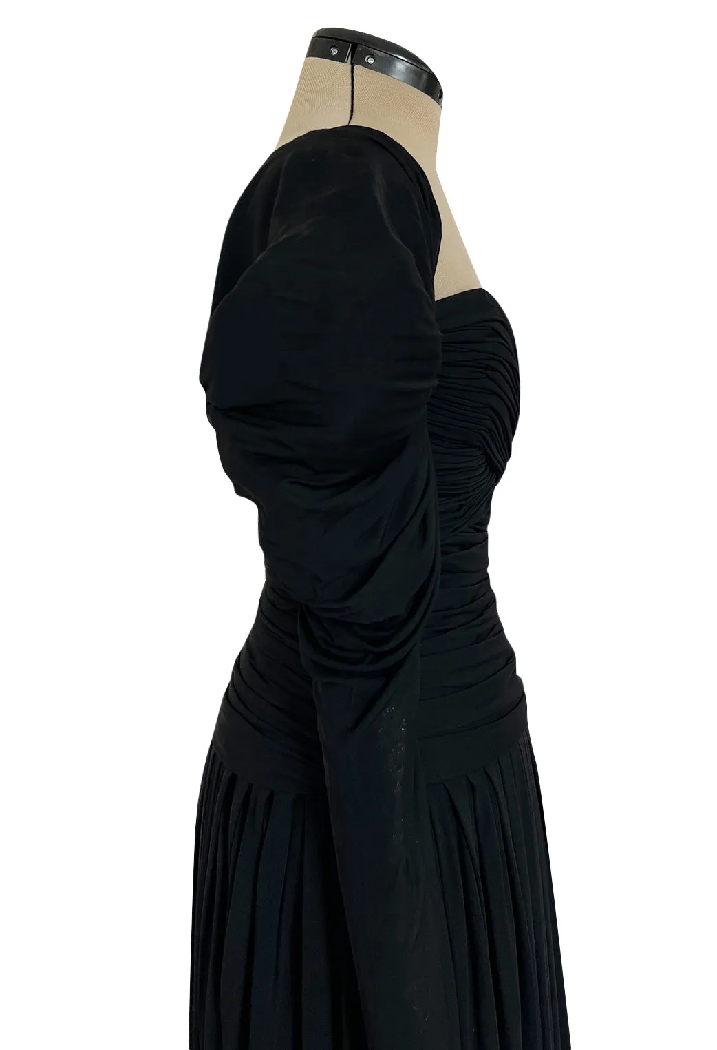 Spectacular 1970s Lanvin by Jules-Francois Crahay Off or On the Shoulder Draped Jersey Dress