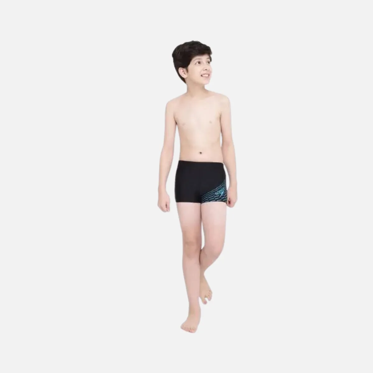 Speedo Medley Logo Aquashort Kids Boy Swimwear -Black/Aquarium