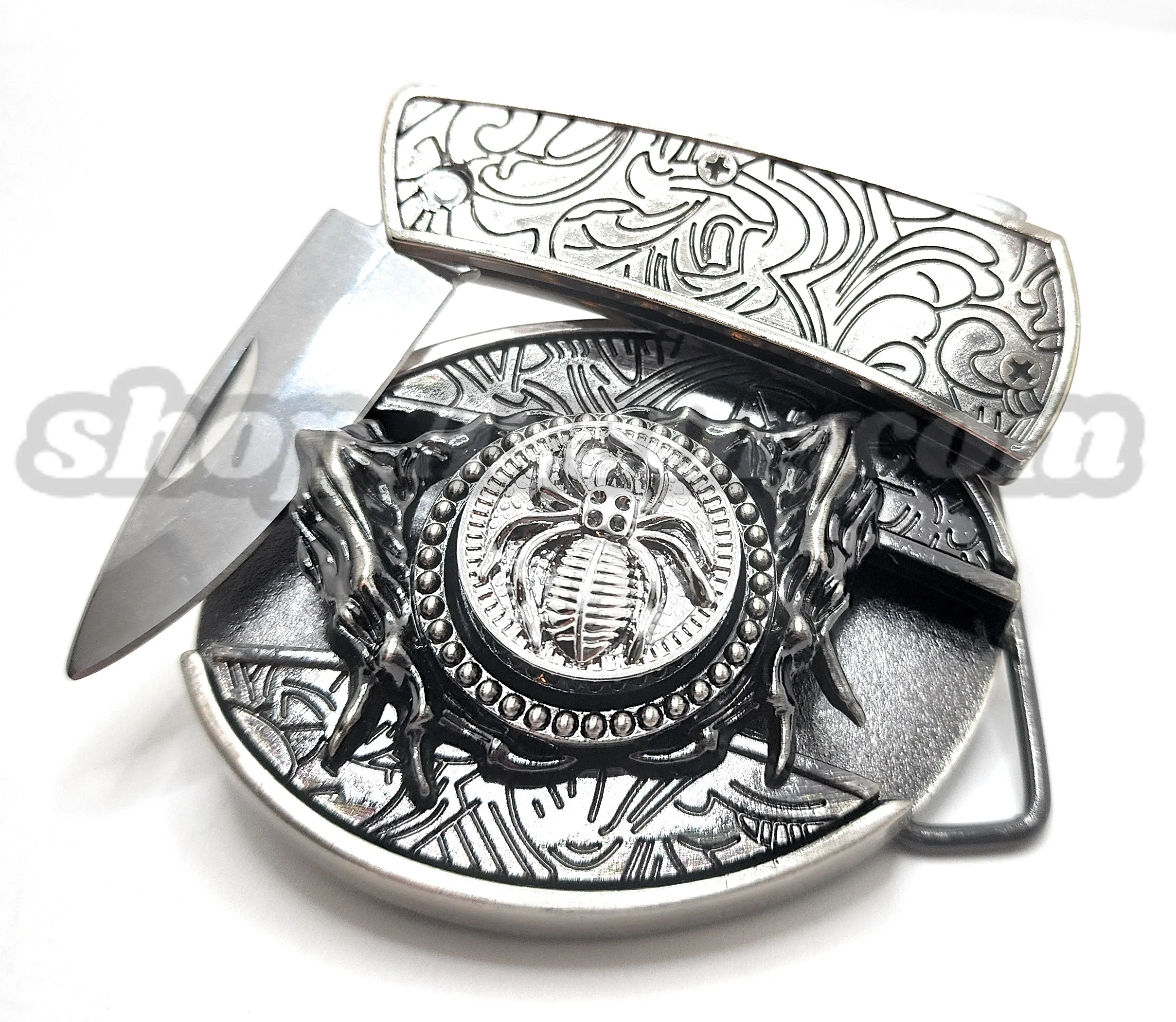 Spider Spinner Folding Knife Belt Buckle