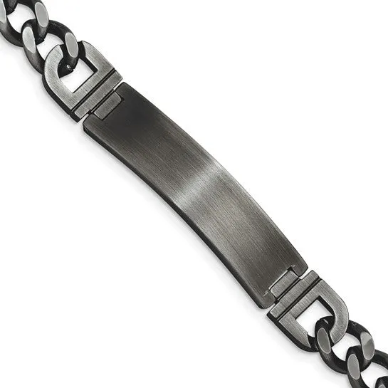 Stainless Steel Brushed Antiqued Curb Chain 8.75 inch ID Bracelet