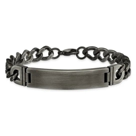 Stainless Steel Brushed Antiqued Curb Chain 8.75 inch ID Bracelet