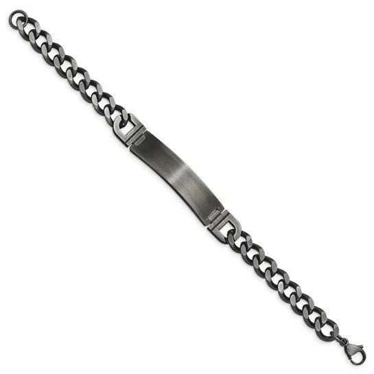 Stainless Steel Brushed Antiqued Curb Chain 8.75 inch ID Bracelet