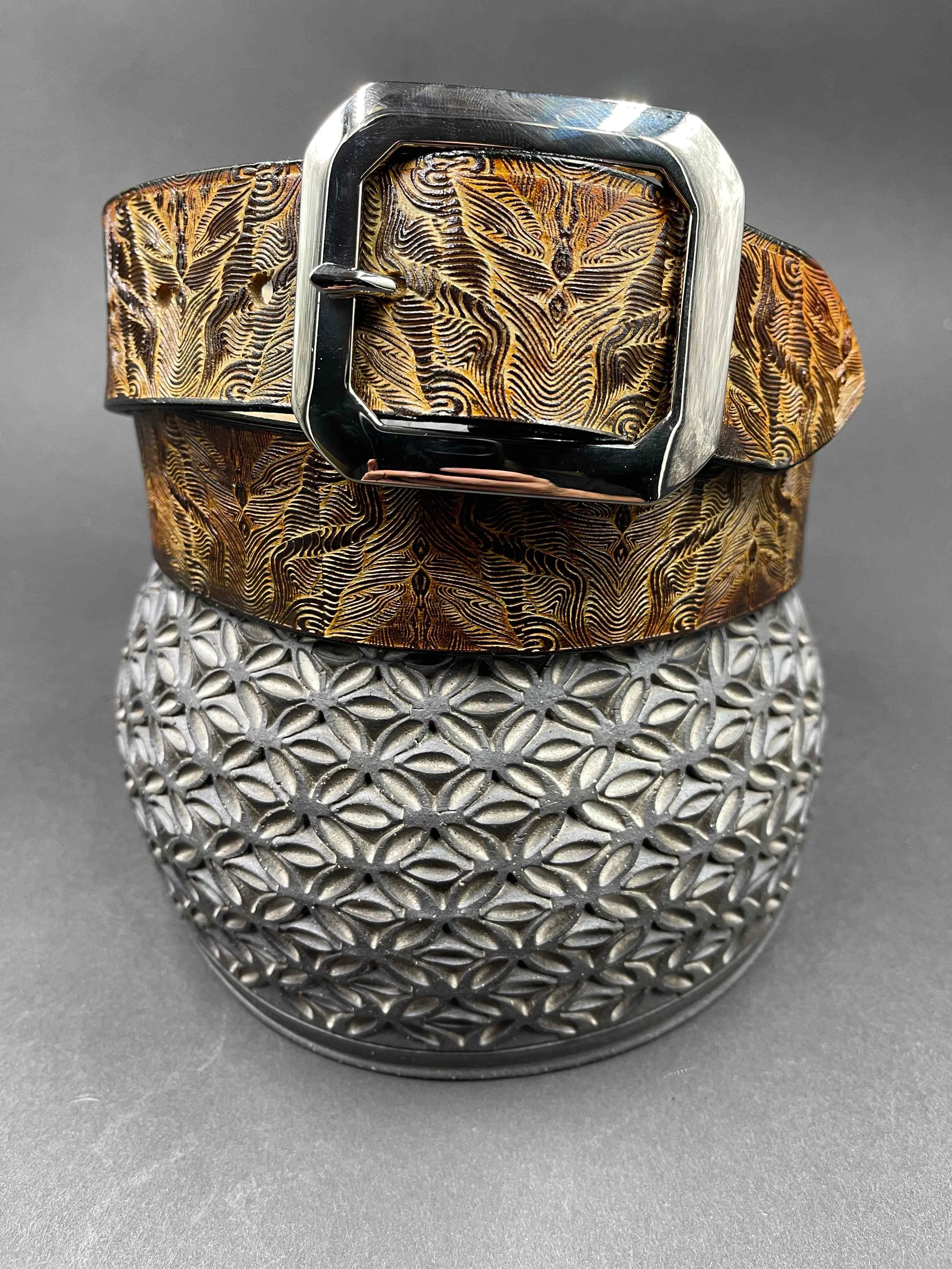 Stamped Leather Belt - Collaboration: Mr. Melty Landscapes