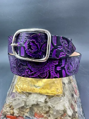 Stamped Leather Belt - Grateful Large Stealie
