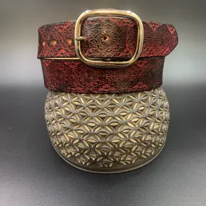 Stamped Leather Belt - Repeating Octagon Pattern