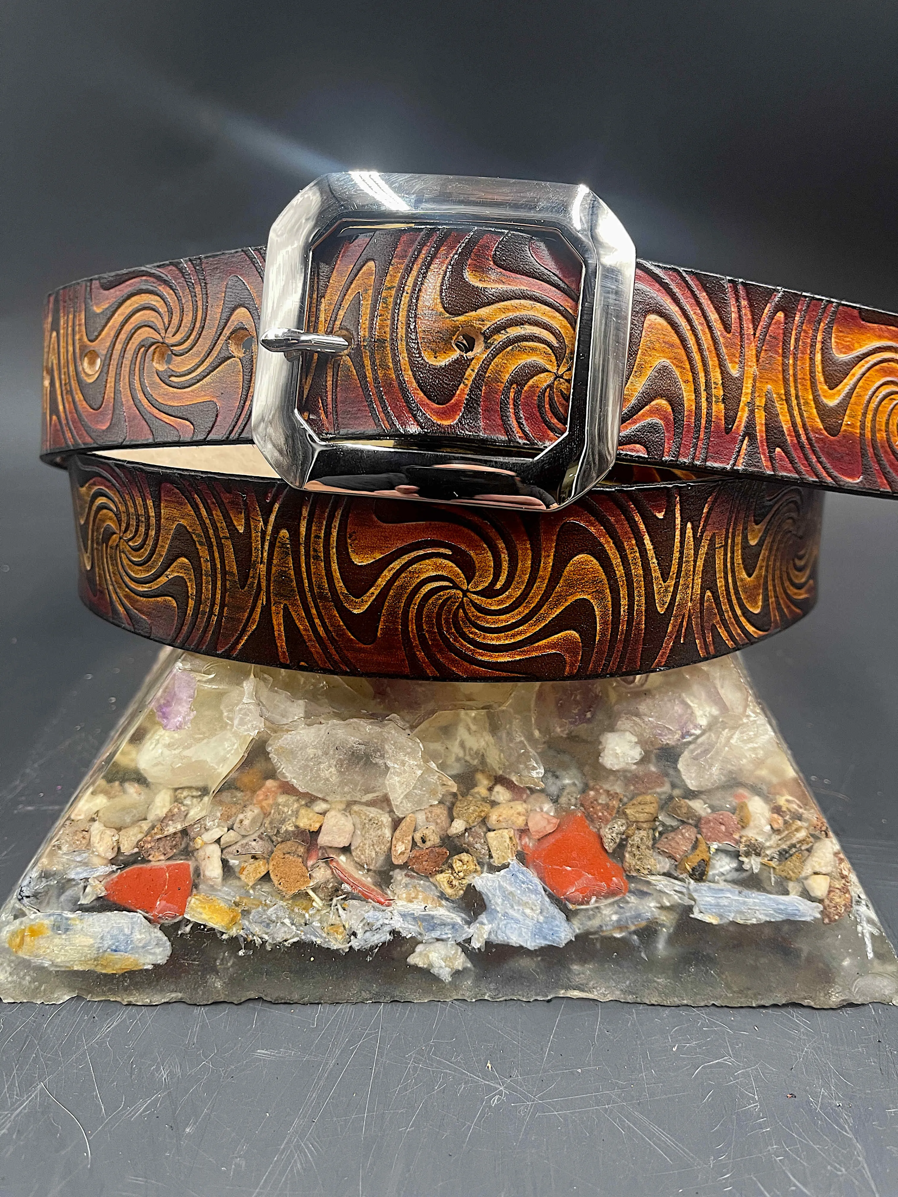 Stamped Leather Belt - Wigwag Large