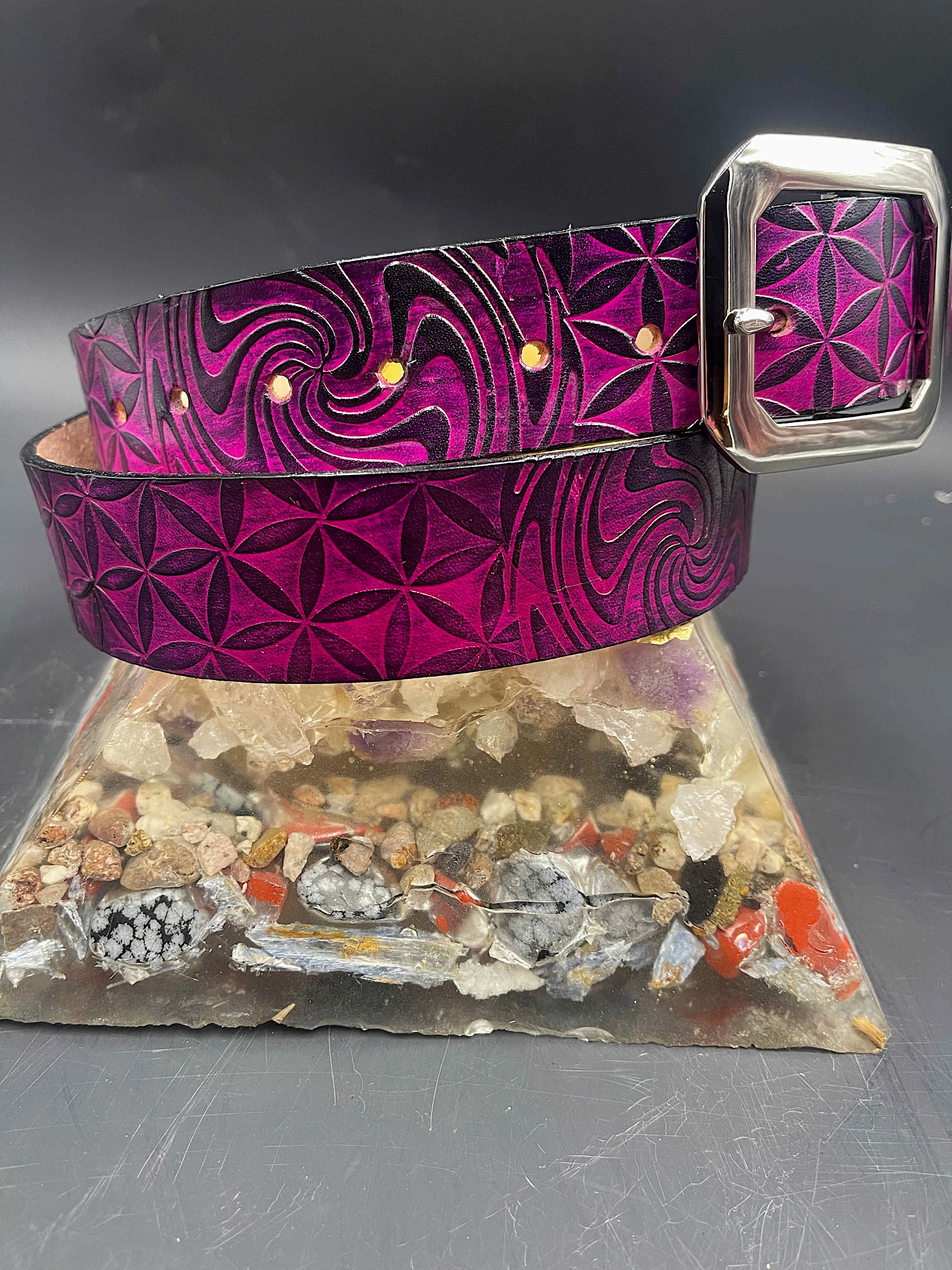 Stamped Leather Belt - Wigwag Large