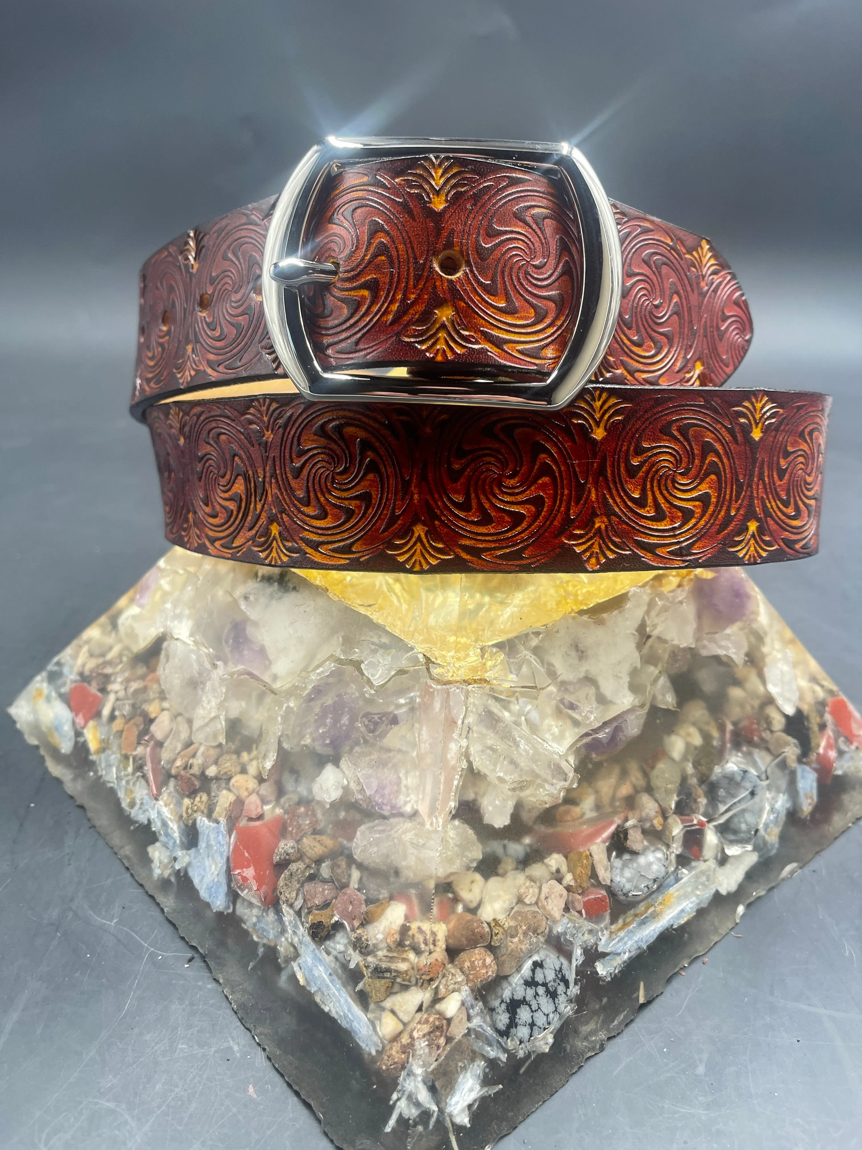 Stamped Leather Belt - Wigwag Small