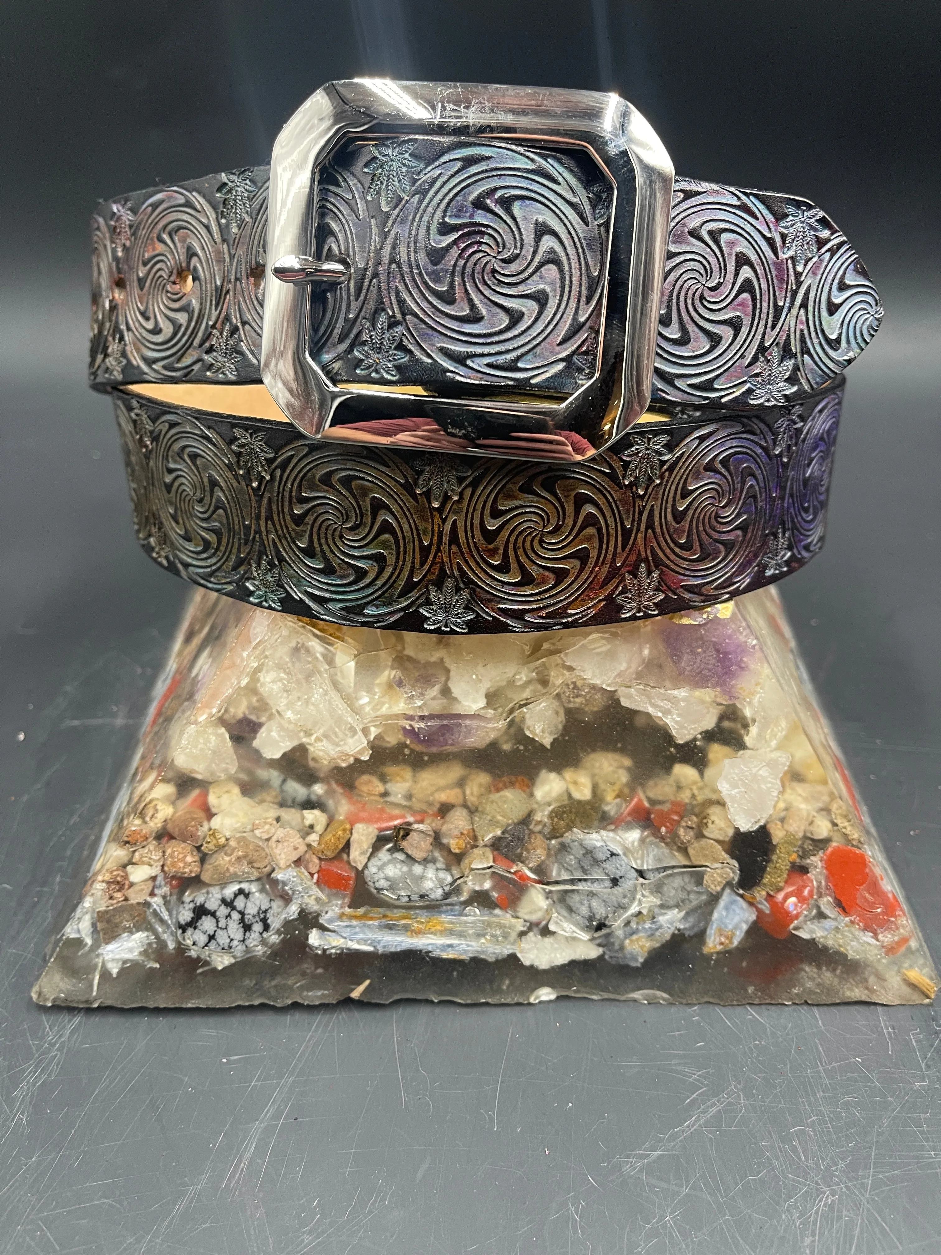 Stamped Leather Belt - Wigwag Small