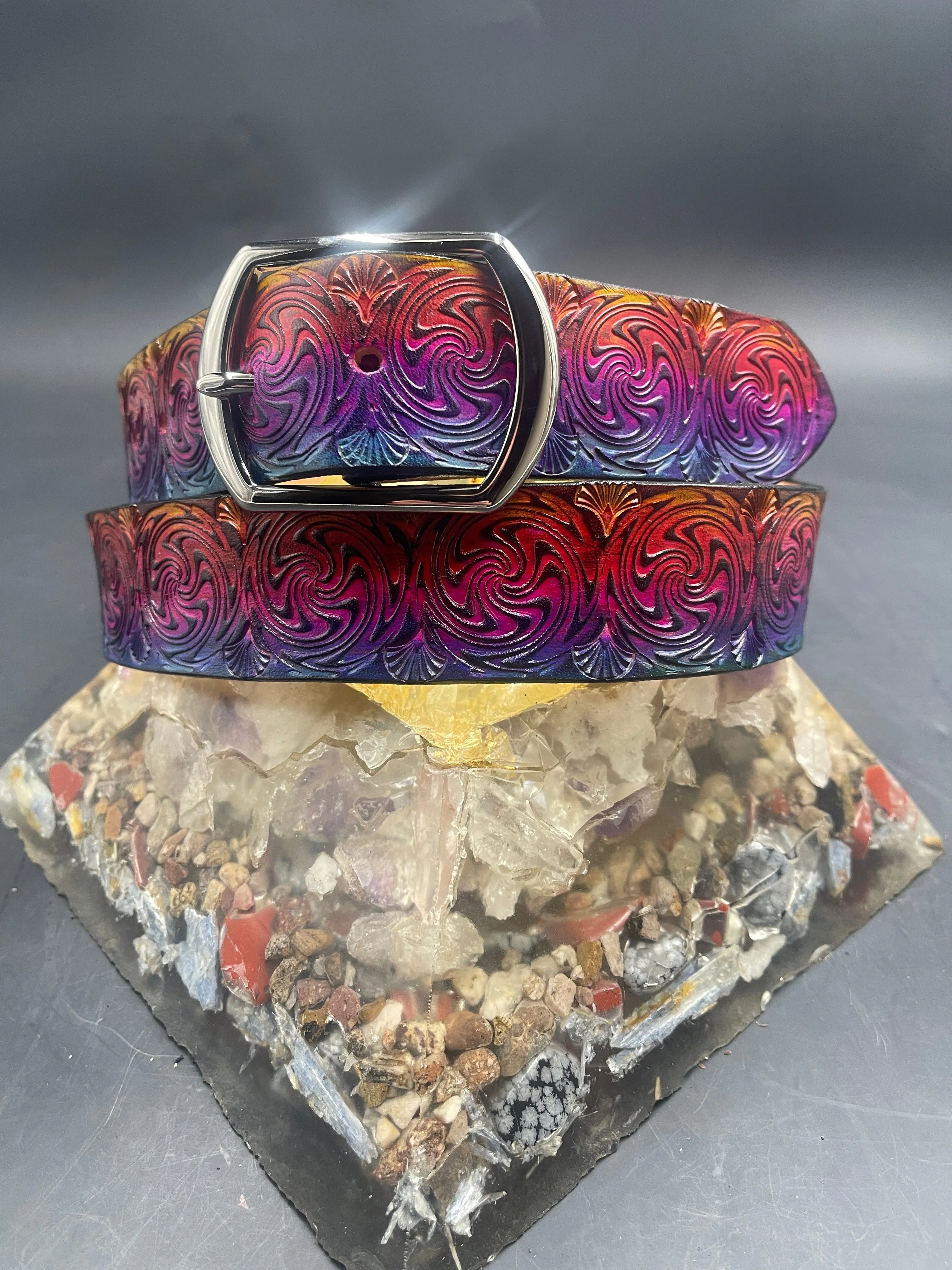 Stamped Leather Belt - Wigwag Small