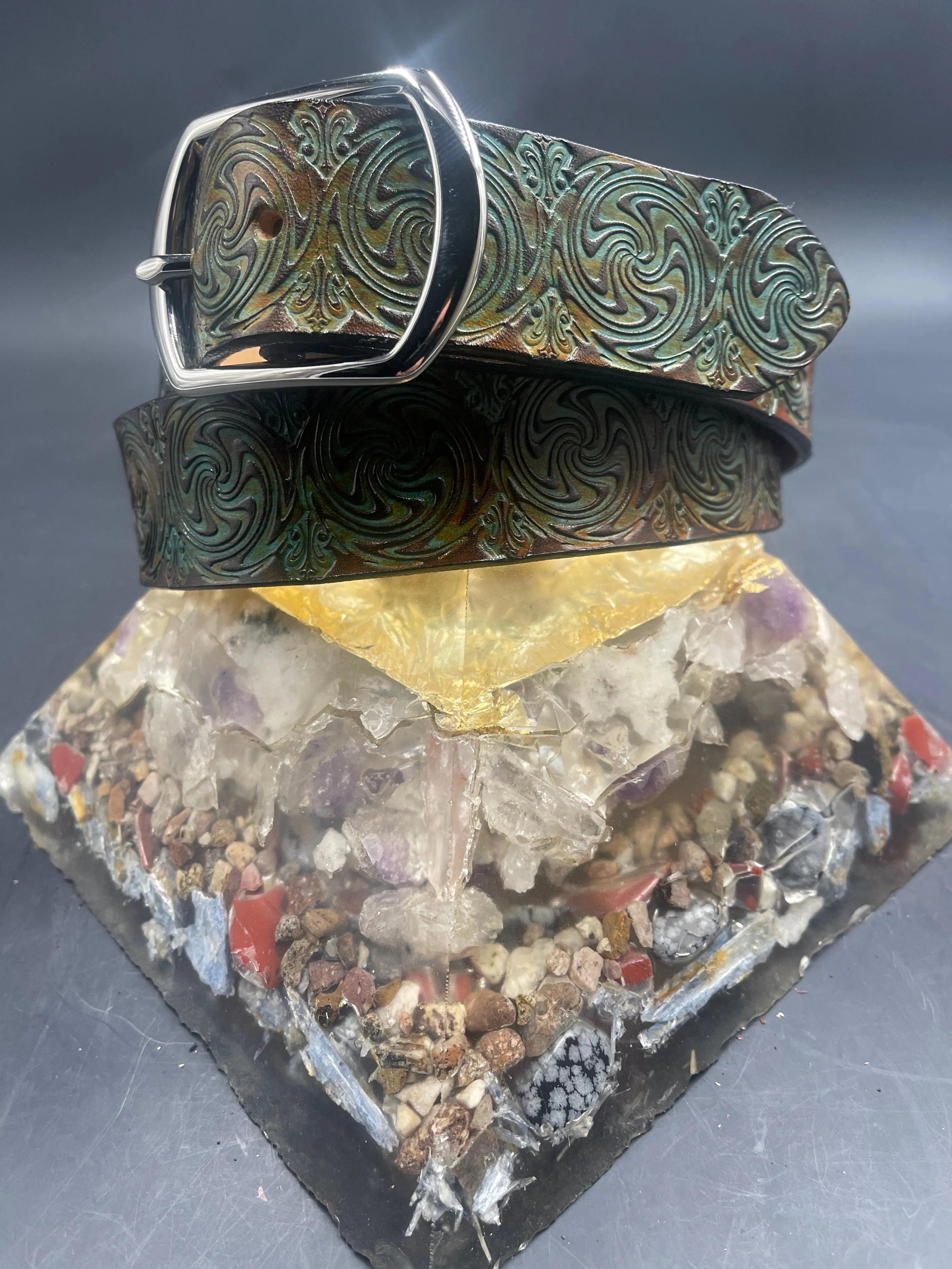 Stamped Leather Belt - Wigwag Small