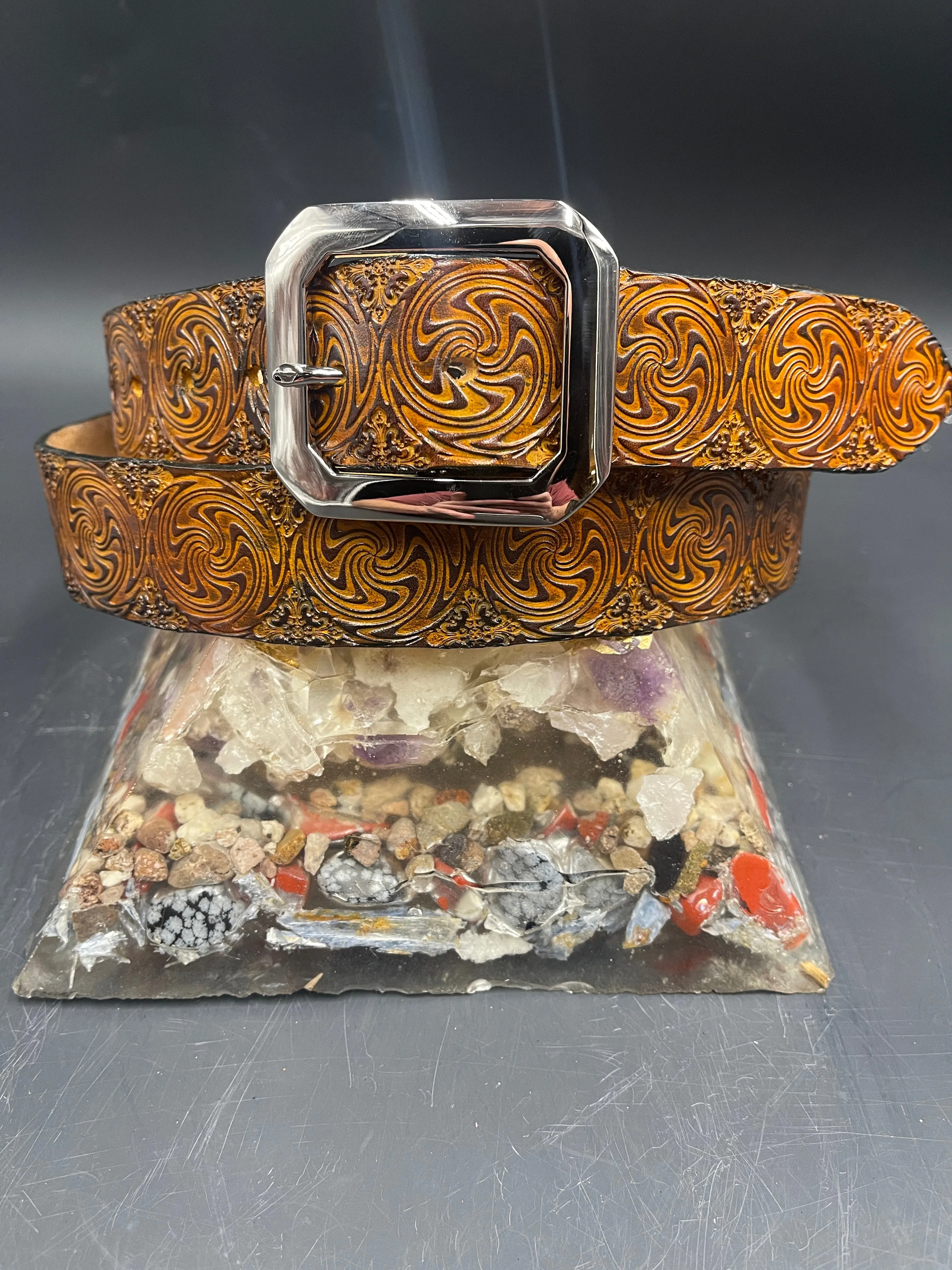 Stamped Leather Belt - Wigwag Small