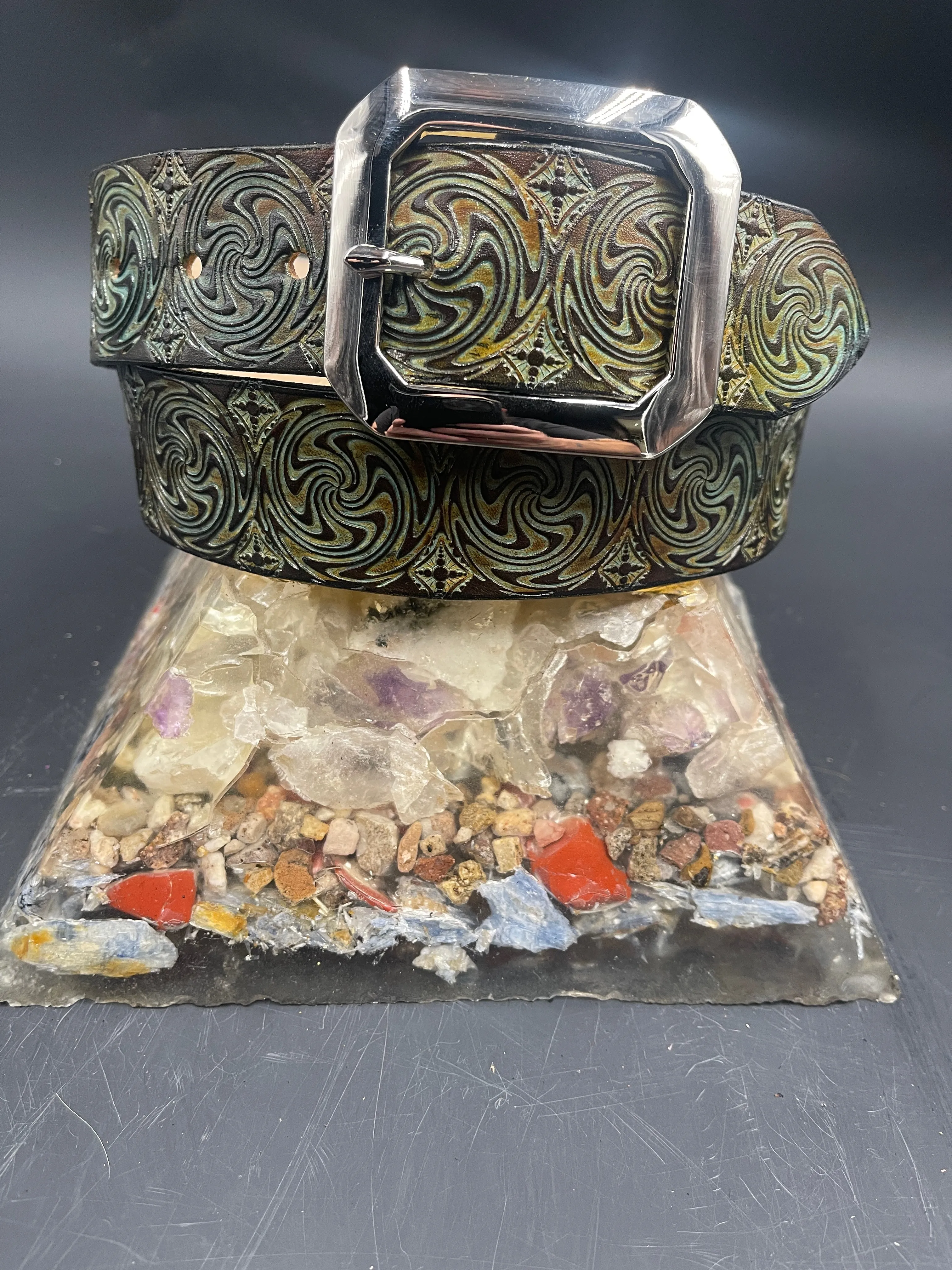 Stamped Leather Belt - Wigwag Small