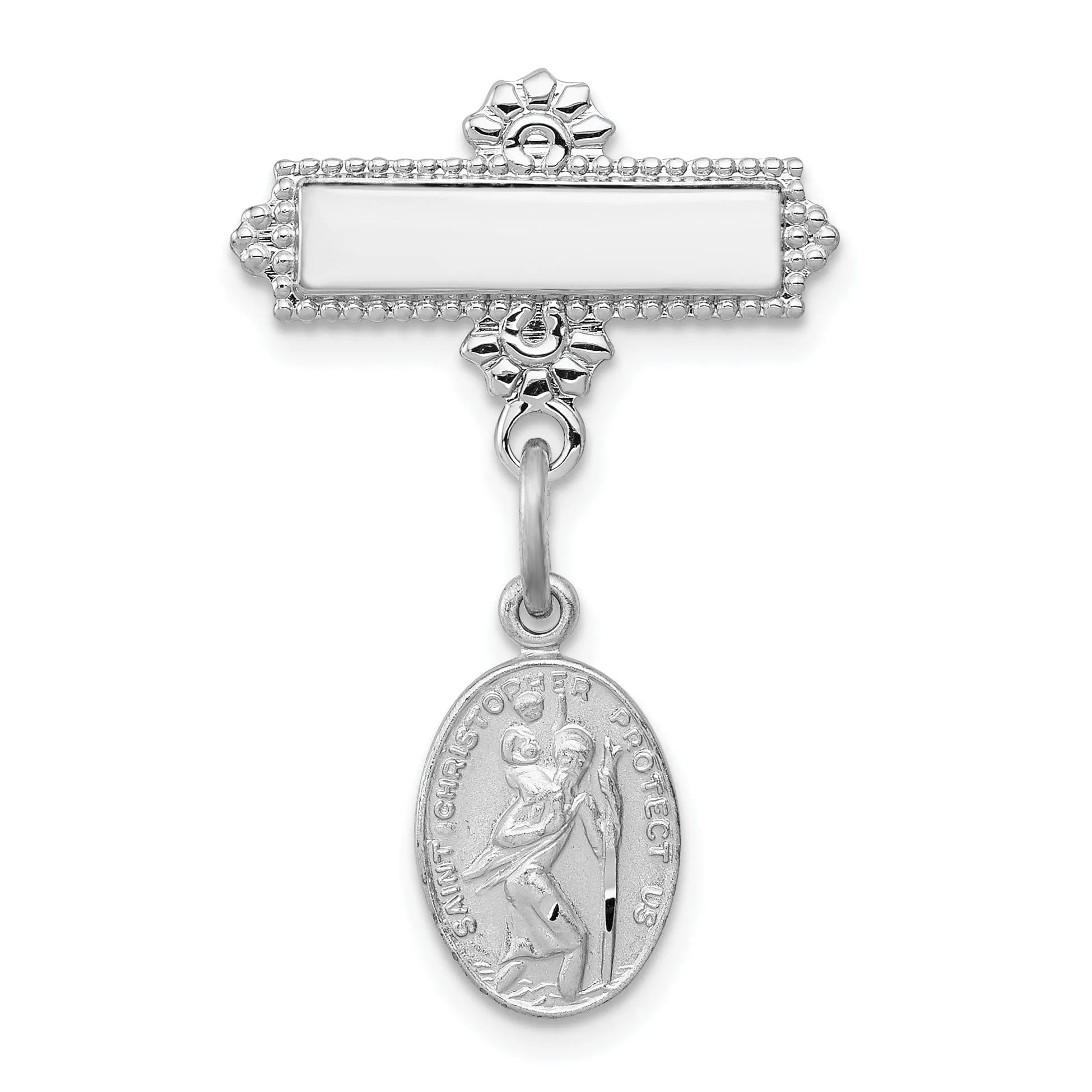 Sterling Silver Saint Christopher Medal Pin