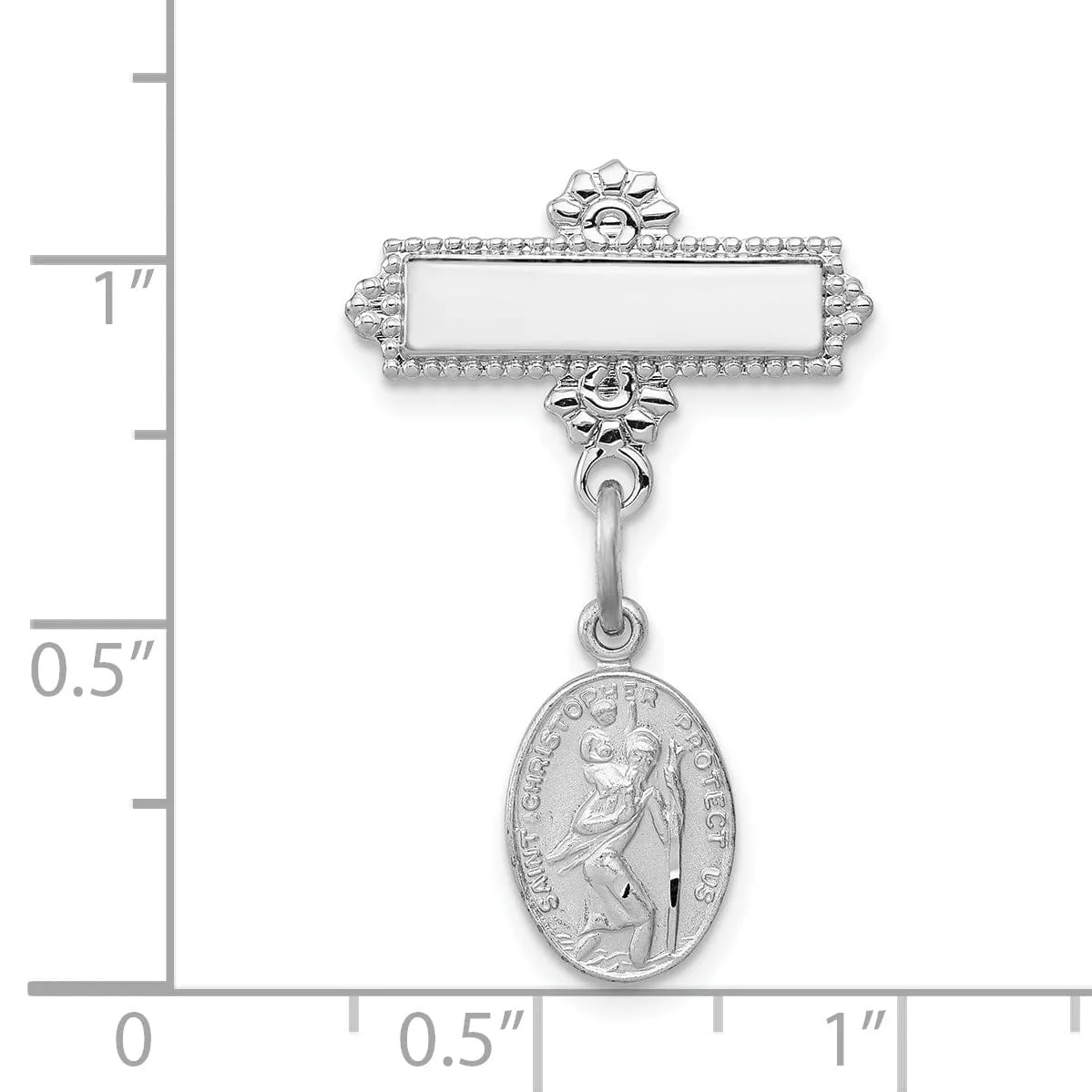 Sterling Silver Saint Christopher Medal Pin